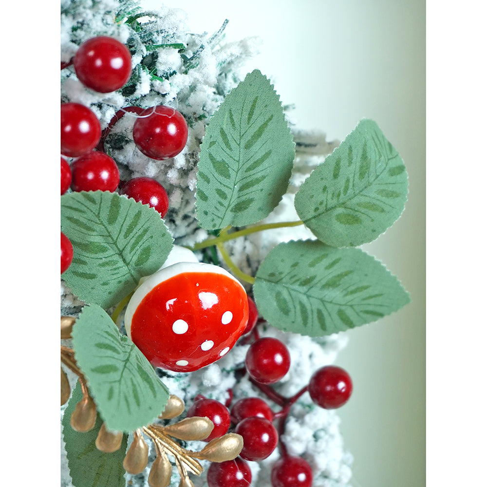 17 inches White Bushy Christmas Wreath with Snowman Berries & Jute accents Christmas Wall and Door Décor