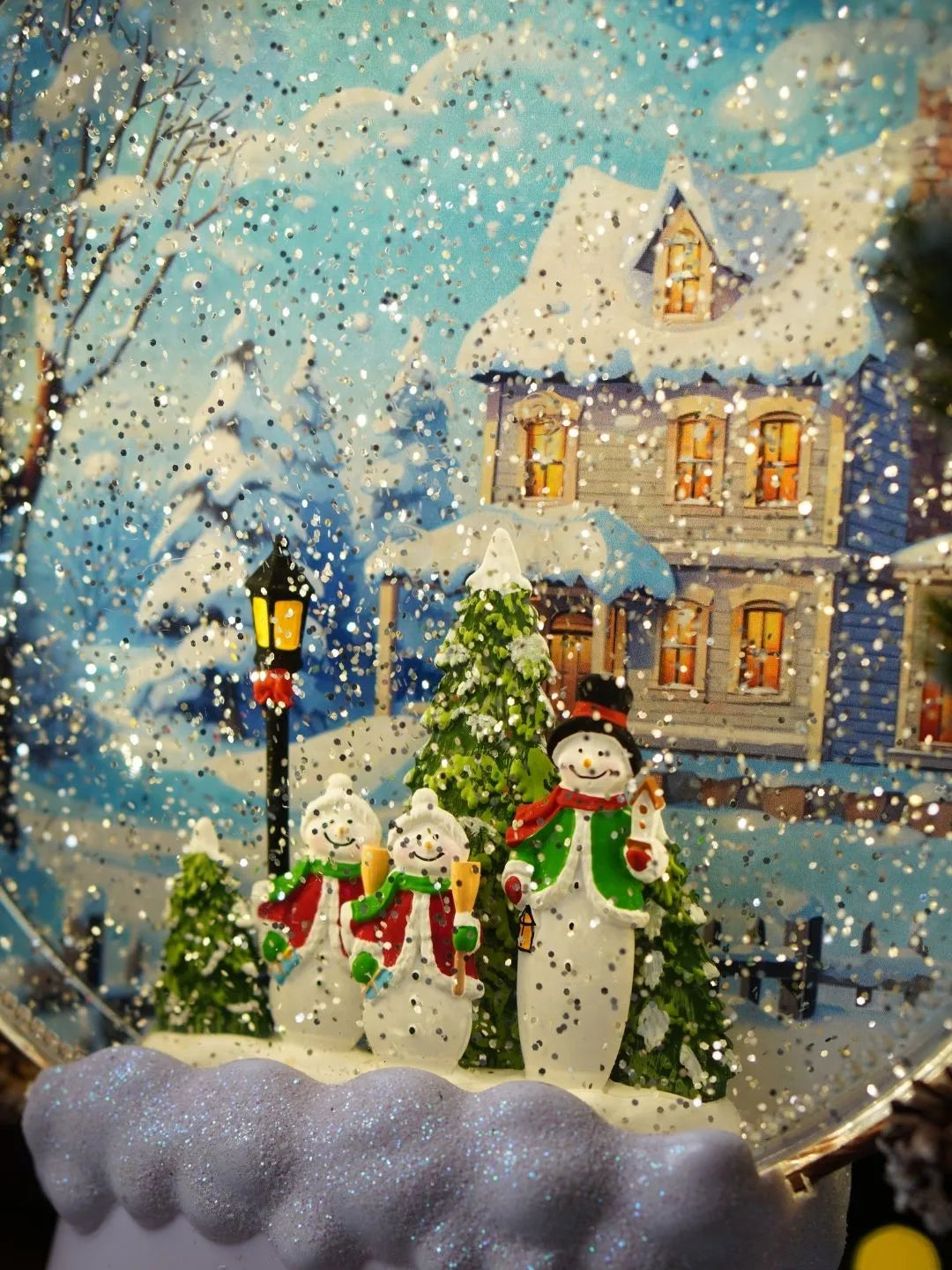 Three Snowman Snowy White Globe, with Musical Glitter Water and Lights, Christmas Home Décor