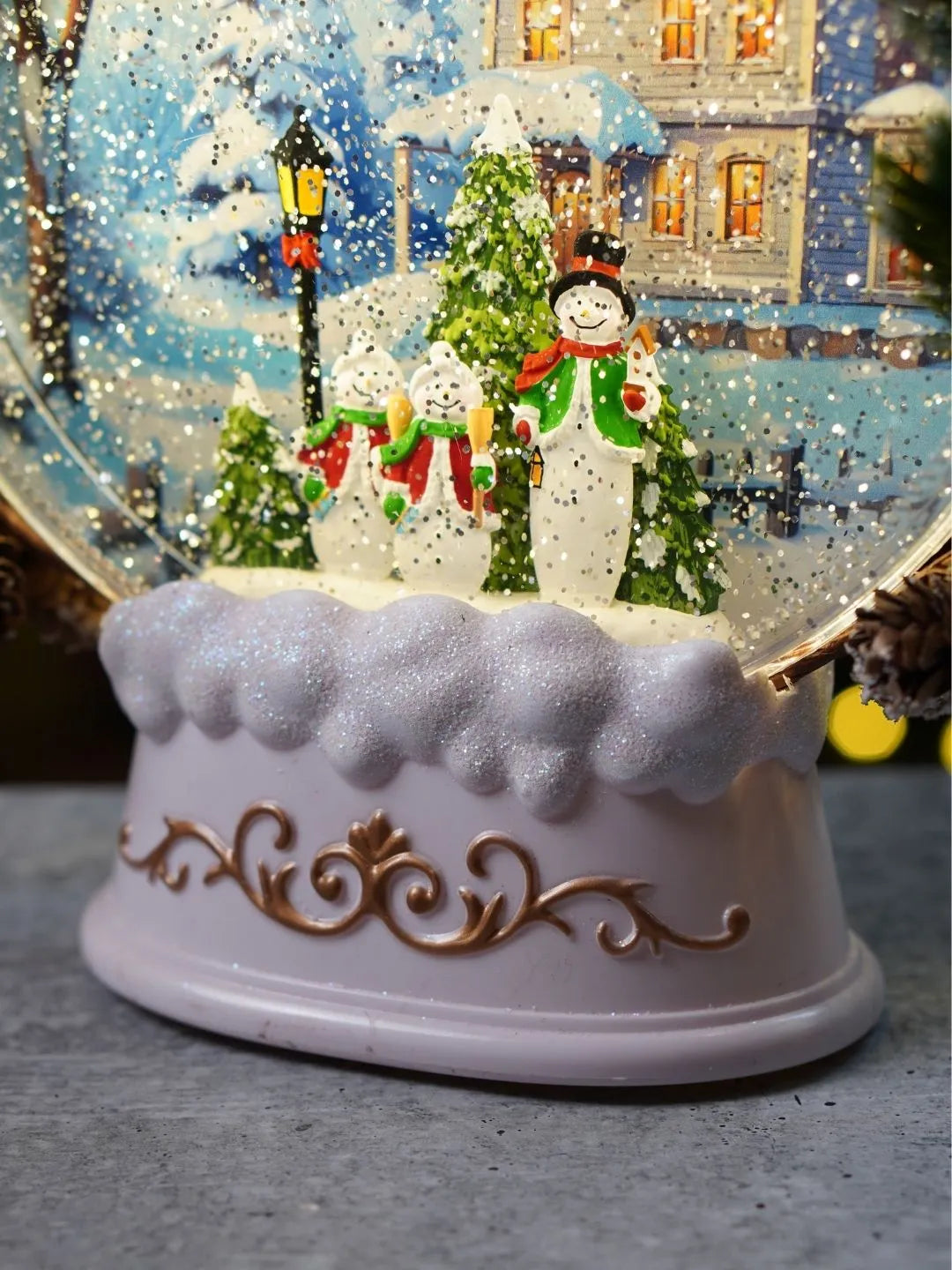 Three Snowman Snowy White Globe, with Musical Glitter Water and Lights, Christmas Home Décor