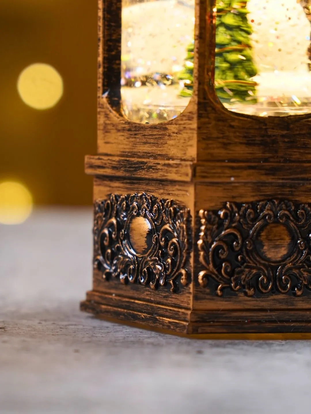 Snowman Rotating Antique Lantern with Musical Glitter Water and Lights, Christmas Home Décor