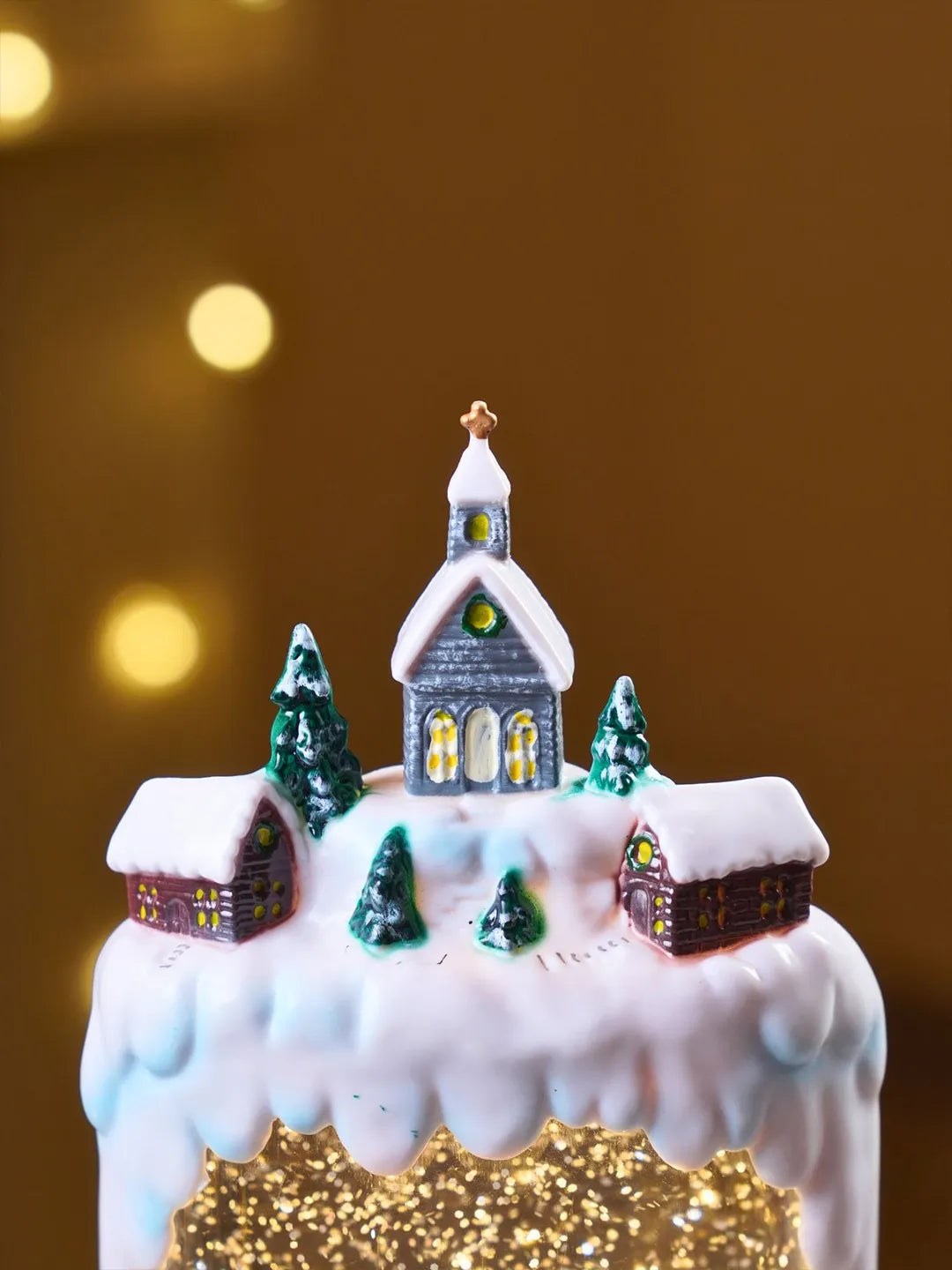 Snowman Family Snowy Village, with Musical Glitter Water and Lights, Christmas Home Décor