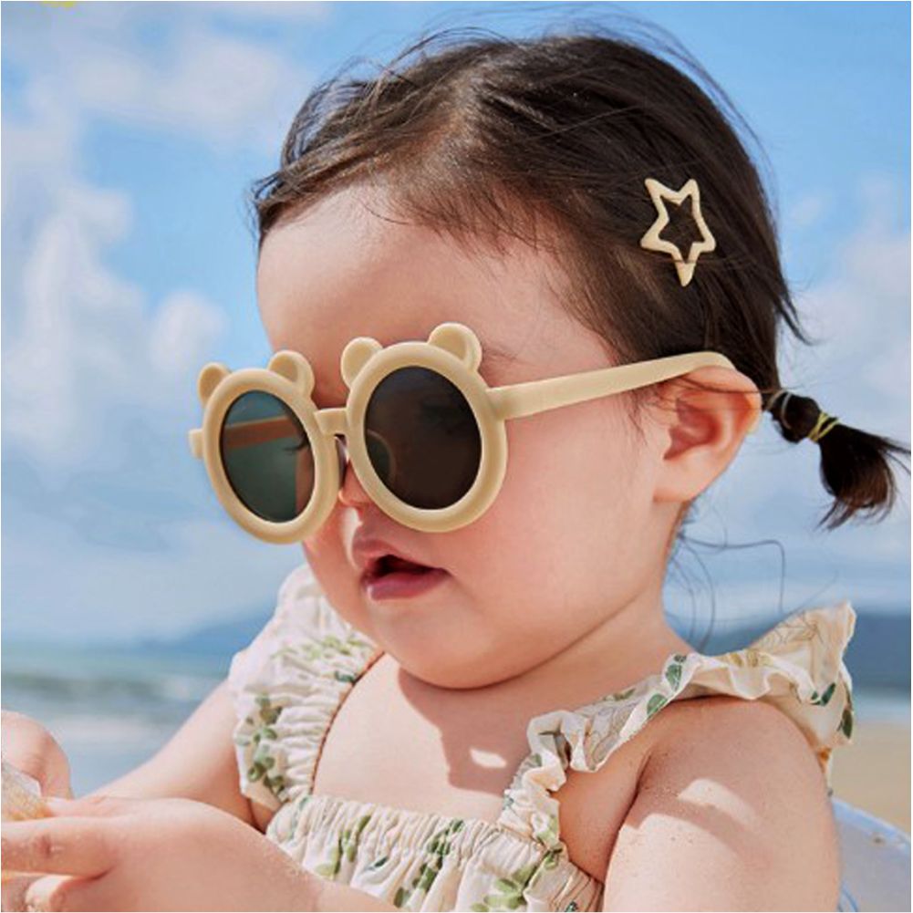 2d Ear Yellow Frame Anti Ultraviolet Unisex Sunglasses for Toddlers with Satin Storage Pouch