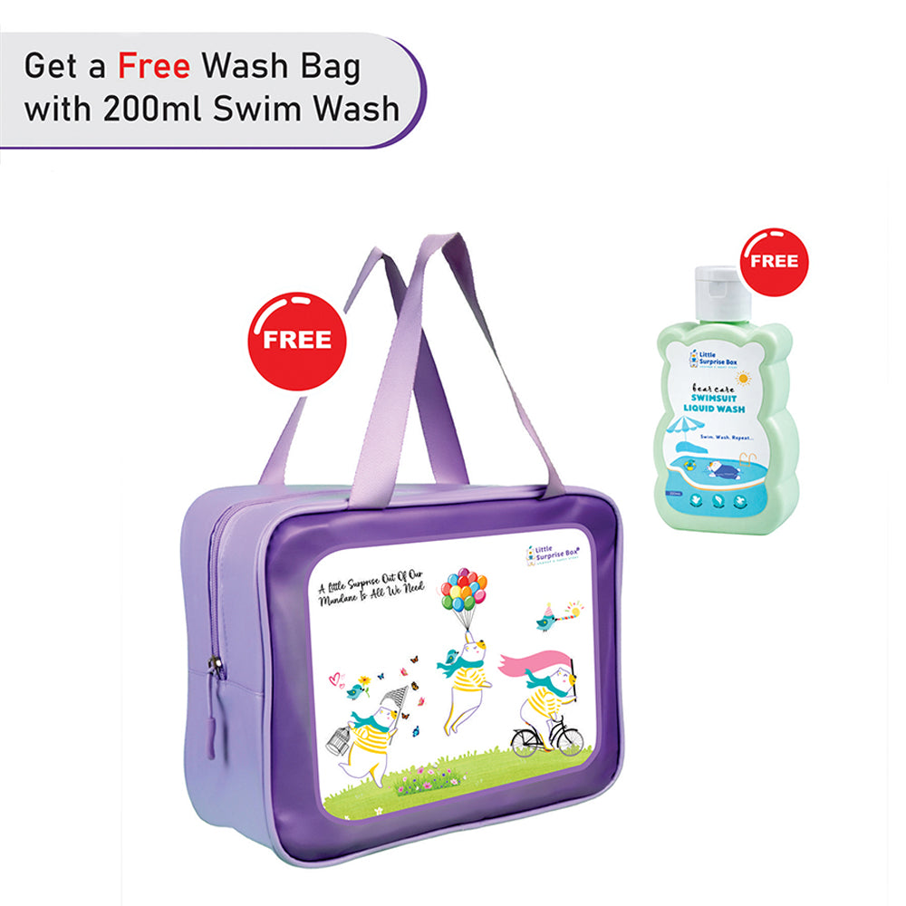 2 Pcs Blue Surf, T-shirt & Shorts Set, Toddlers & Kids Swimwear with matching Swim Cap, plus Free Wash Bag & Free Swim Detergent