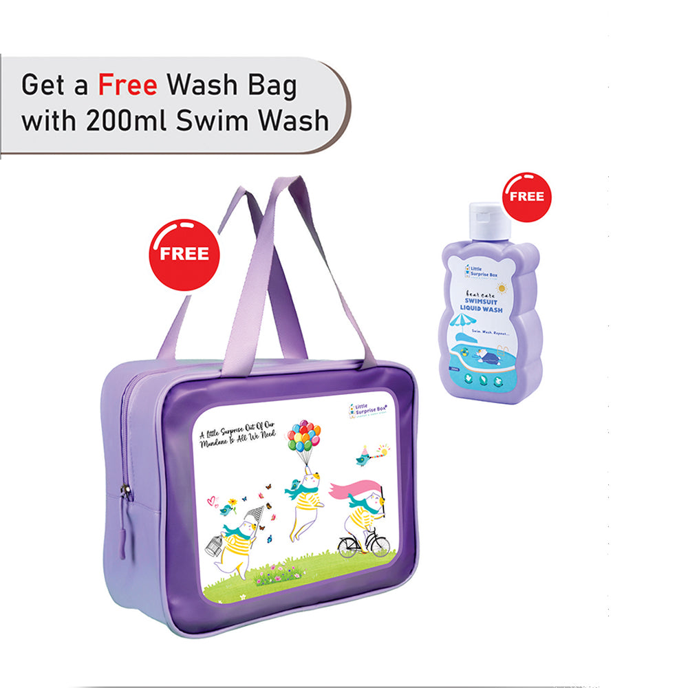 2 Pcs Live Dream , Pink & Blue Stripes Top & Skort Set, Toddlers & Kids Swimwear with Free Wash Bag & Free Swim Detergent