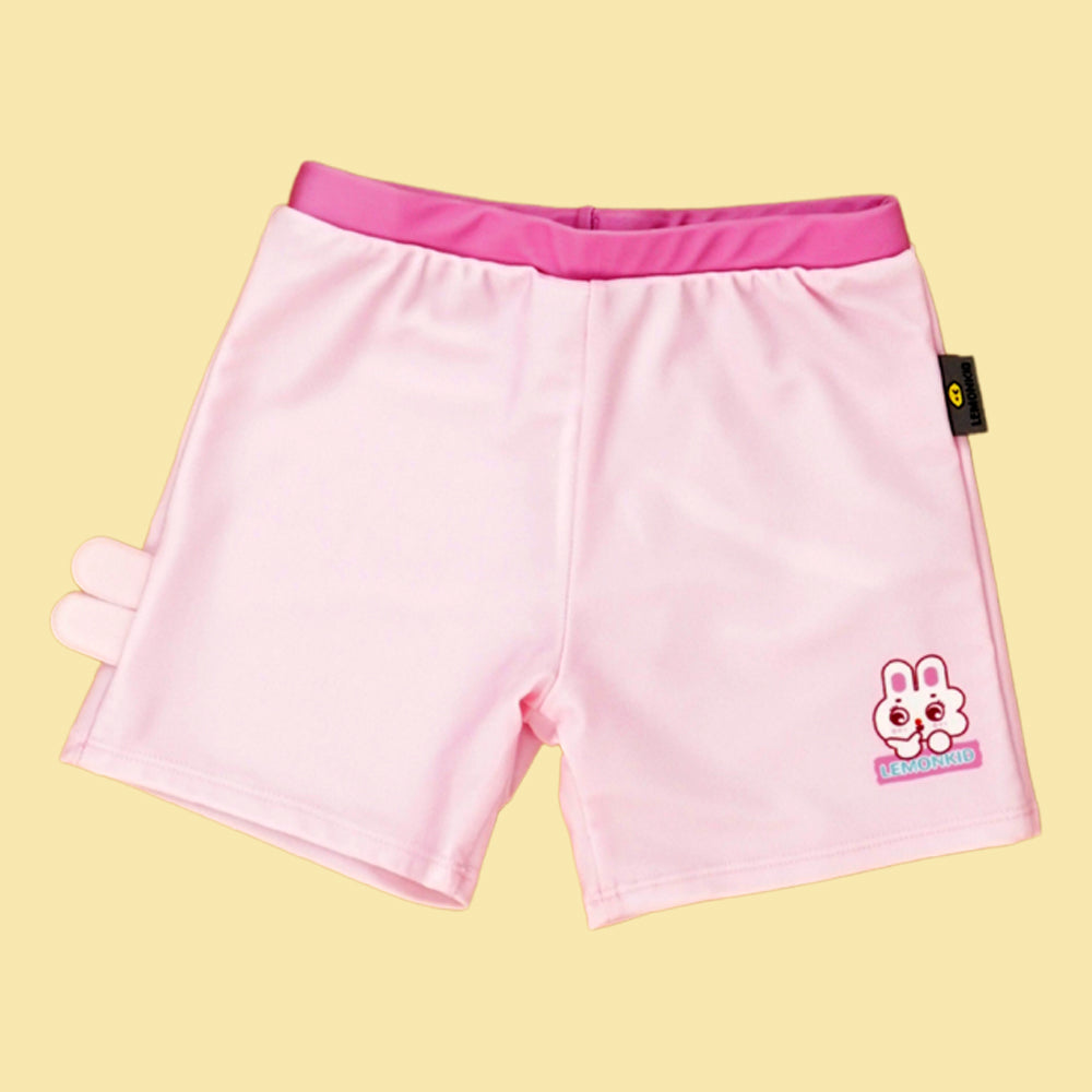 2pcs Shirt & Shorts set Baby Pink Rabbit Toy Kids UPF 50+ Swimwear with matching swim cap with matching Swim Cap&Free Washbag