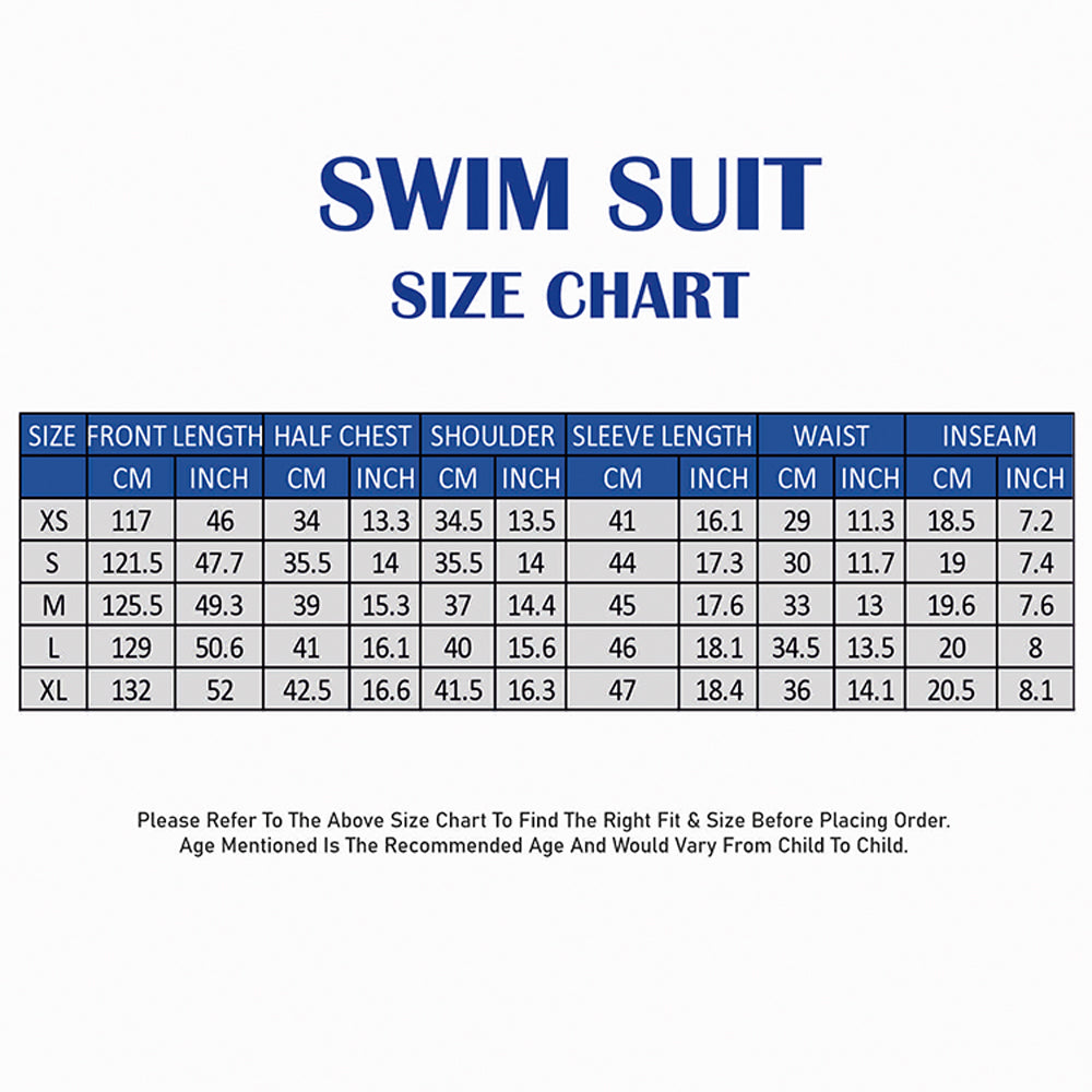 Full-Length Black & Blue Tropical Leaf Printed Teens and Adults Swimwear in UPF 50+ with Free Washbag