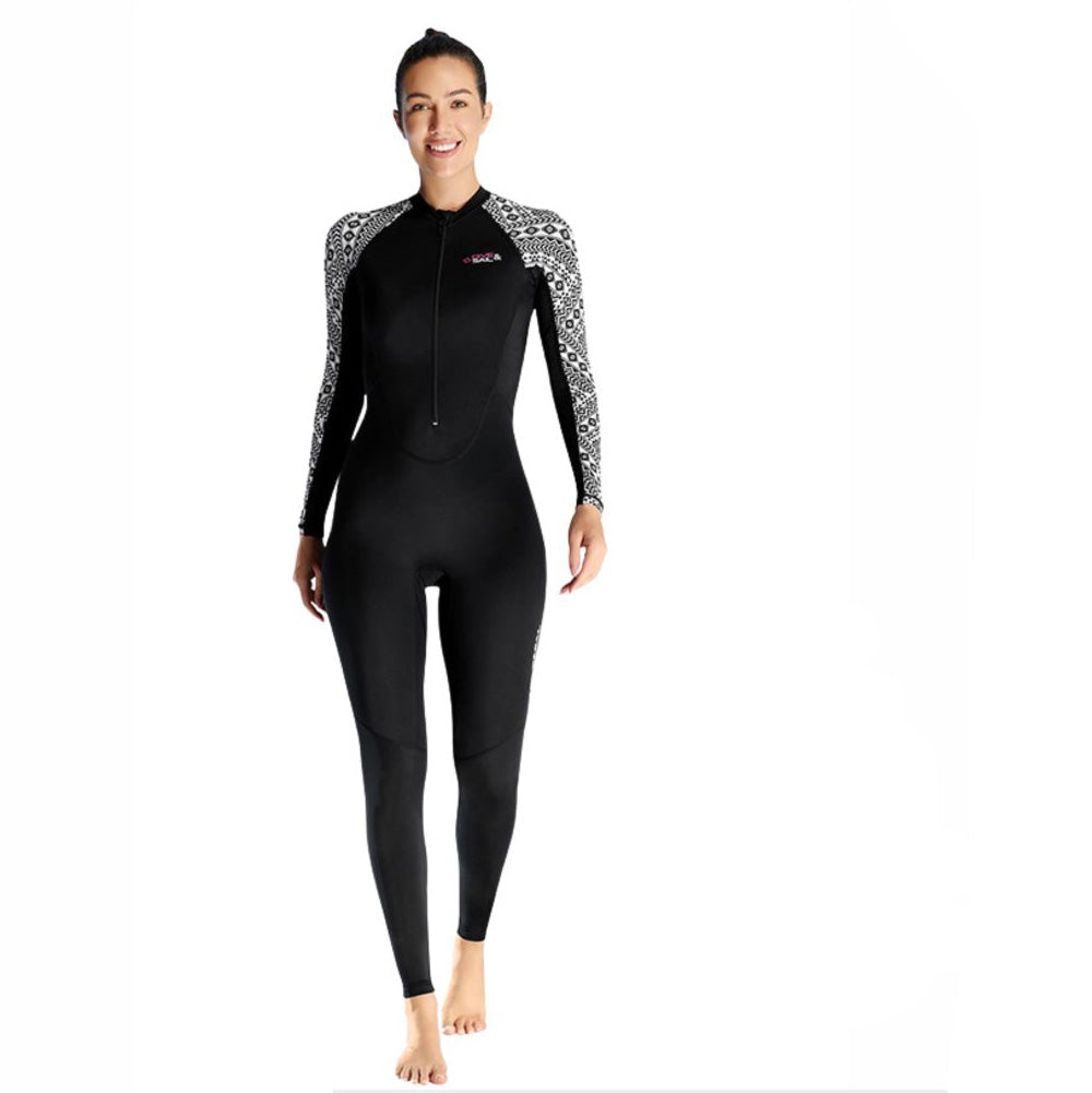 Full Length Black & White Sleeves Printed Teens and Adults Swimwear In Upf 50+ Fabric