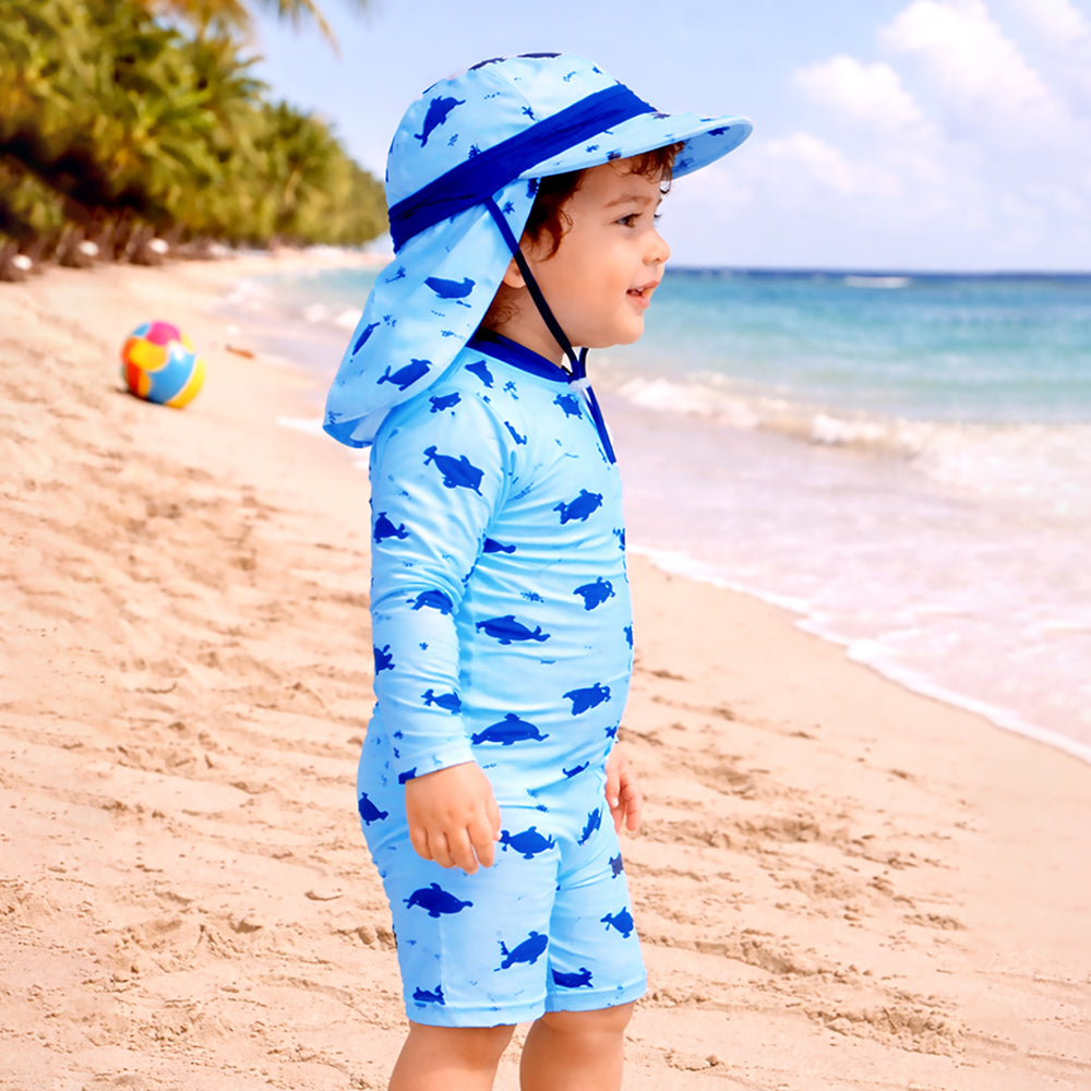 Blue Dolphin, Toddlers & Kids Swimwear with long Cap Free Wash Bag & Free Swim Detergent
