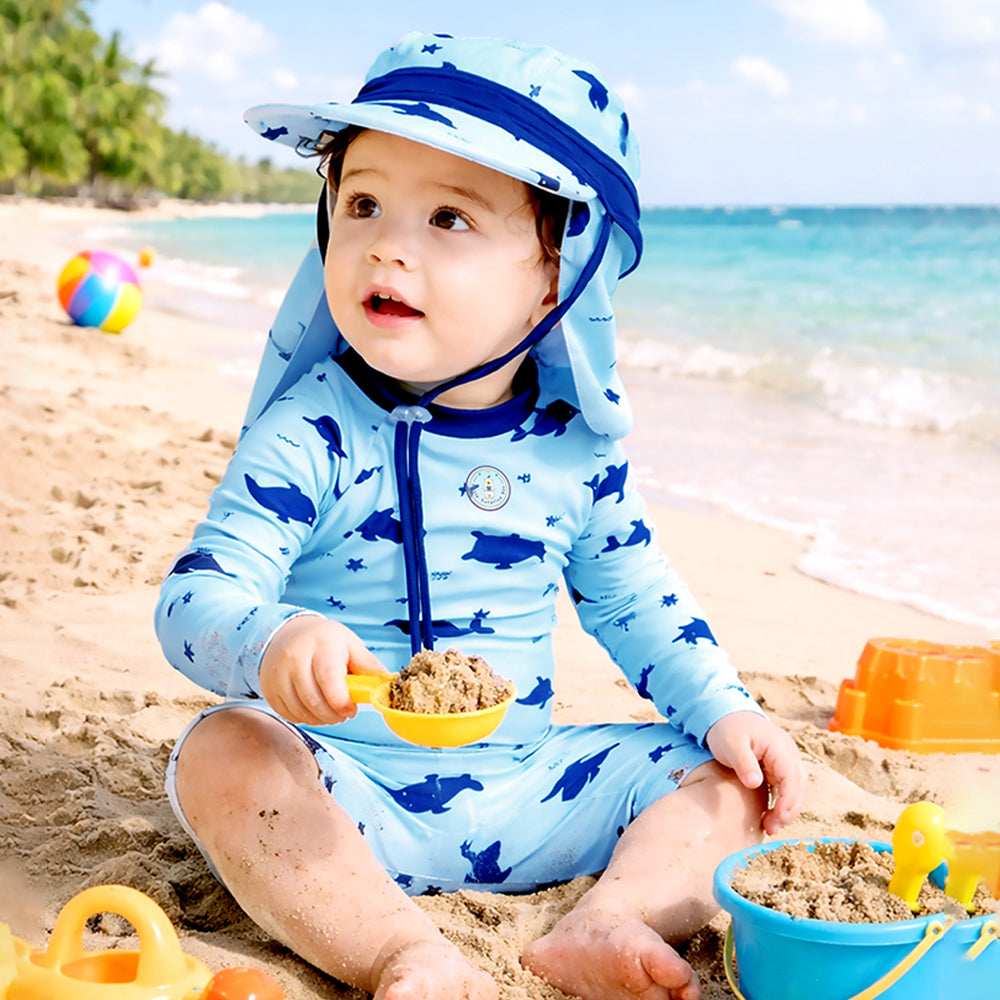 Blue Dolphin, Toddlers & Kids Swimwear with long Cap Free Wash Bag & Free Swim Detergent