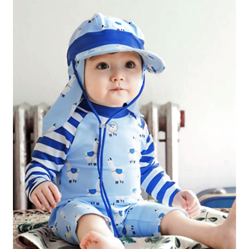 Blue Lhama, Toddlers & Kids Swimwear with long Cap Free Wash Bag & Free Swim Detergent