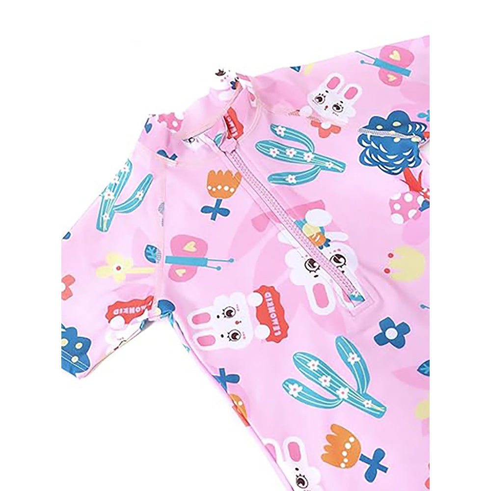 Pink Bunny Kids Swimwear  UPF 50+ with matching Swim Cap & Free Washbag