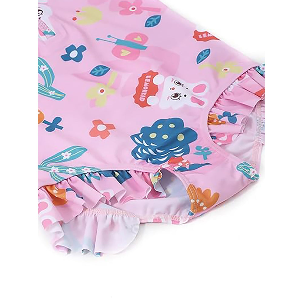Pink Bunny Kids Swimwear  UPF 50+ with matching Swim Cap & Free Washbag