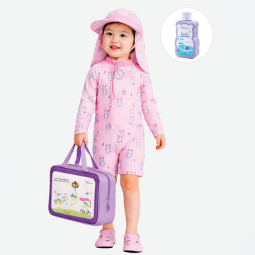 Cloud Rabbit,Toddlers & Kids Swimwear with long Cap Free Wash Bag & Free Swim Detergent