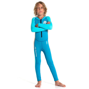 Cobalt and Cream Full Length Scuba Swimsuit 2.5mm Neoprene Swimwear for water adventures for Teens and Adults  -3-4Y