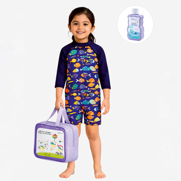 Fish Sea Print Toddlers & Kids Swimwear with Free Wash Bag & Free Swim Detergent