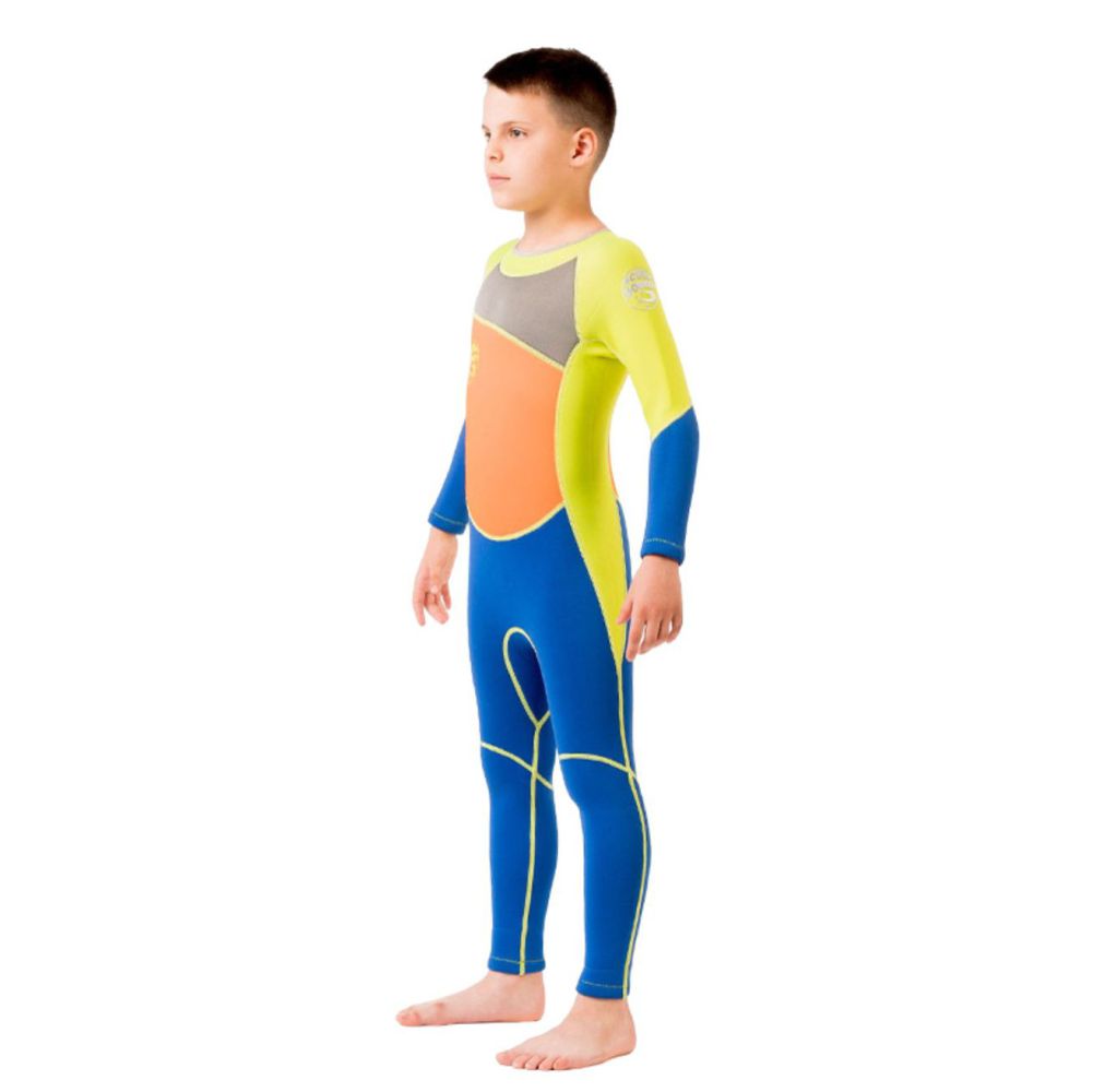 Fluroscent Green Orange Blue Full Length Scuba Swimsuit 2.5mm Neoprene Swimwear for water adventures for Teens and Adults  -3-4Y