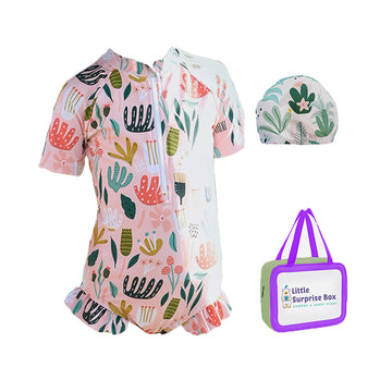 Frilly Happy Cactus Print Toddlers & Kids Swimwear matching Swim Cap & Free Washbag