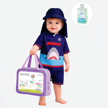 Jawws Shark, Toddlers & Kids Swimwear with long Cap Free Wash Bag & Free Swim Detergent