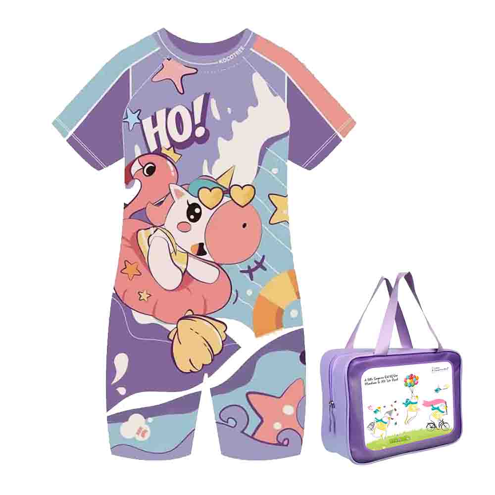 Flamingo Float Unicorn Swimwear for Kids & Toddlers with  Free Washbag