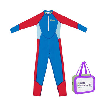 Blue & Red Full Length Swimwear for Teens & Adults with UPF 30+ with Free Washbag