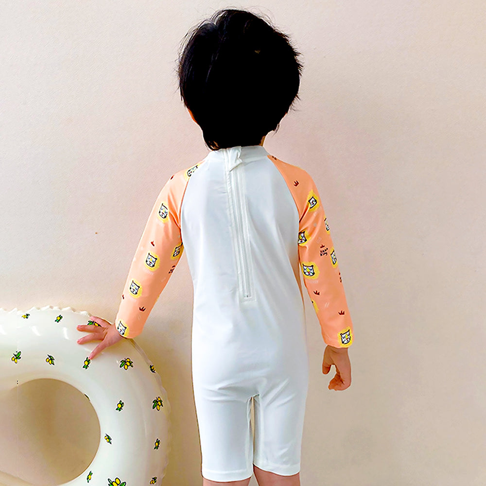 Orange Roar Lion, Toddlers & Kids Swimwear with matching Hat, Free Wash Bag & Free Swim Detergent