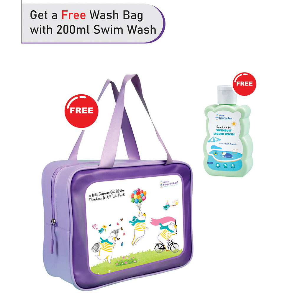Peach & Blue spiked Dino , Toddlers & Kids Swimwear with long Cap Free Wash Bag & Free Swim Detergent