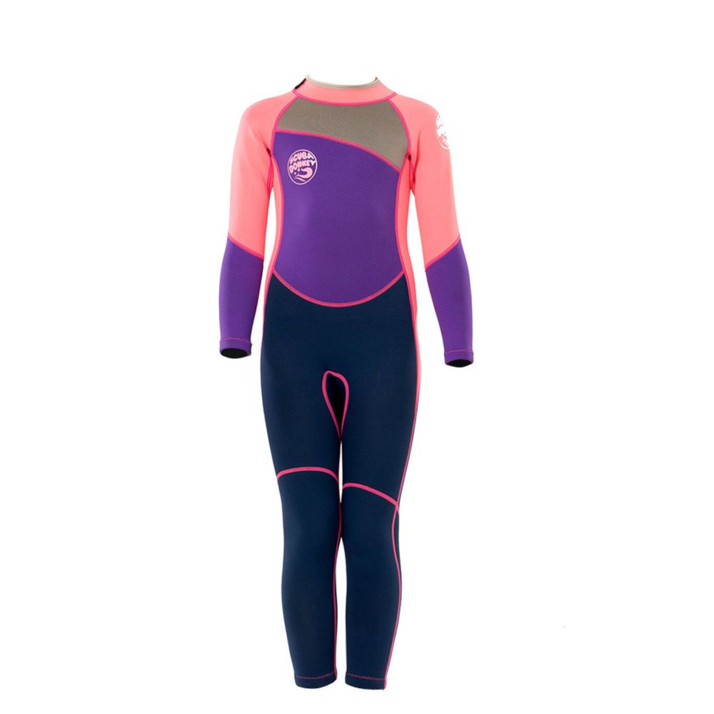Pink Violet and black Full Length Scuba Swimsuit 2.5mm Neoprene Swimwear for water adventures for Kids and Teens