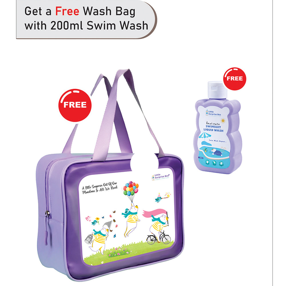 Pink Bunny, Toddlers & Kids Swimwear with matching Hat, Free Wash Bag & Free Swim Detergent