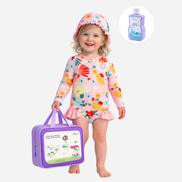 Pink Daisy, Toddlers & Kids Swimwear with matching Swim Cap, plus Free Wash Bag & Free Swim Detergent