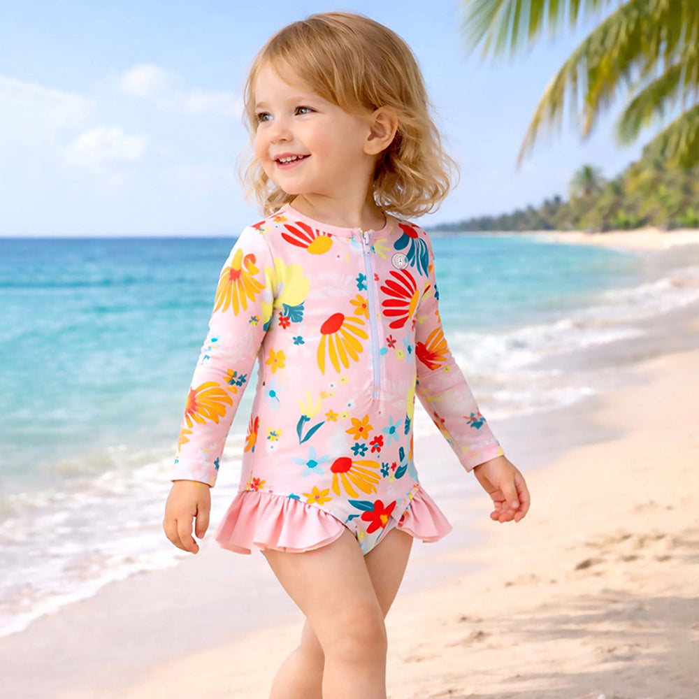 Pink Daisy, Toddlers & Kids Swimwear with matching Swim Cap, plus Free Wash Bag & Free Swim Detergent