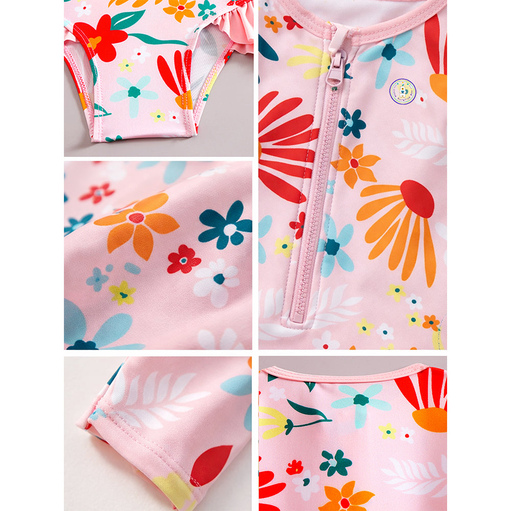Pink Daisy, Toddlers & Kids Swimwear with matching Swim Cap, plus Free Wash Bag & Free Swim Detergent