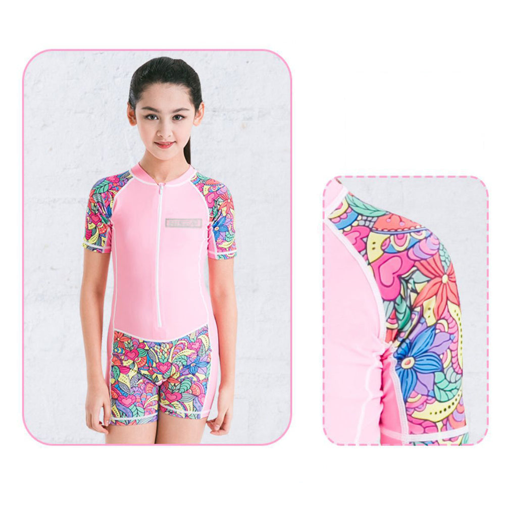 Pink  Mandala Design knee length Swimwear for Kids and Teens