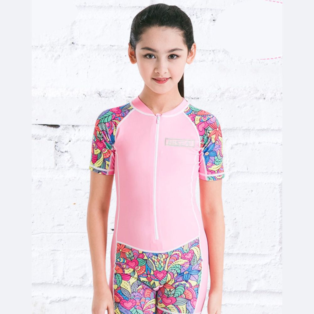 Pink  Mandala Design knee length Swimwear for Kids and Teens