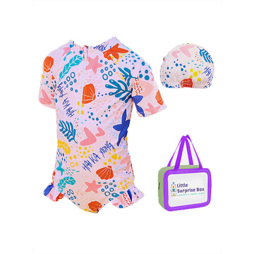 Pink Shell Starfish Toddlers & Kids Swimwear with matching Swim Cap&Free Washbag