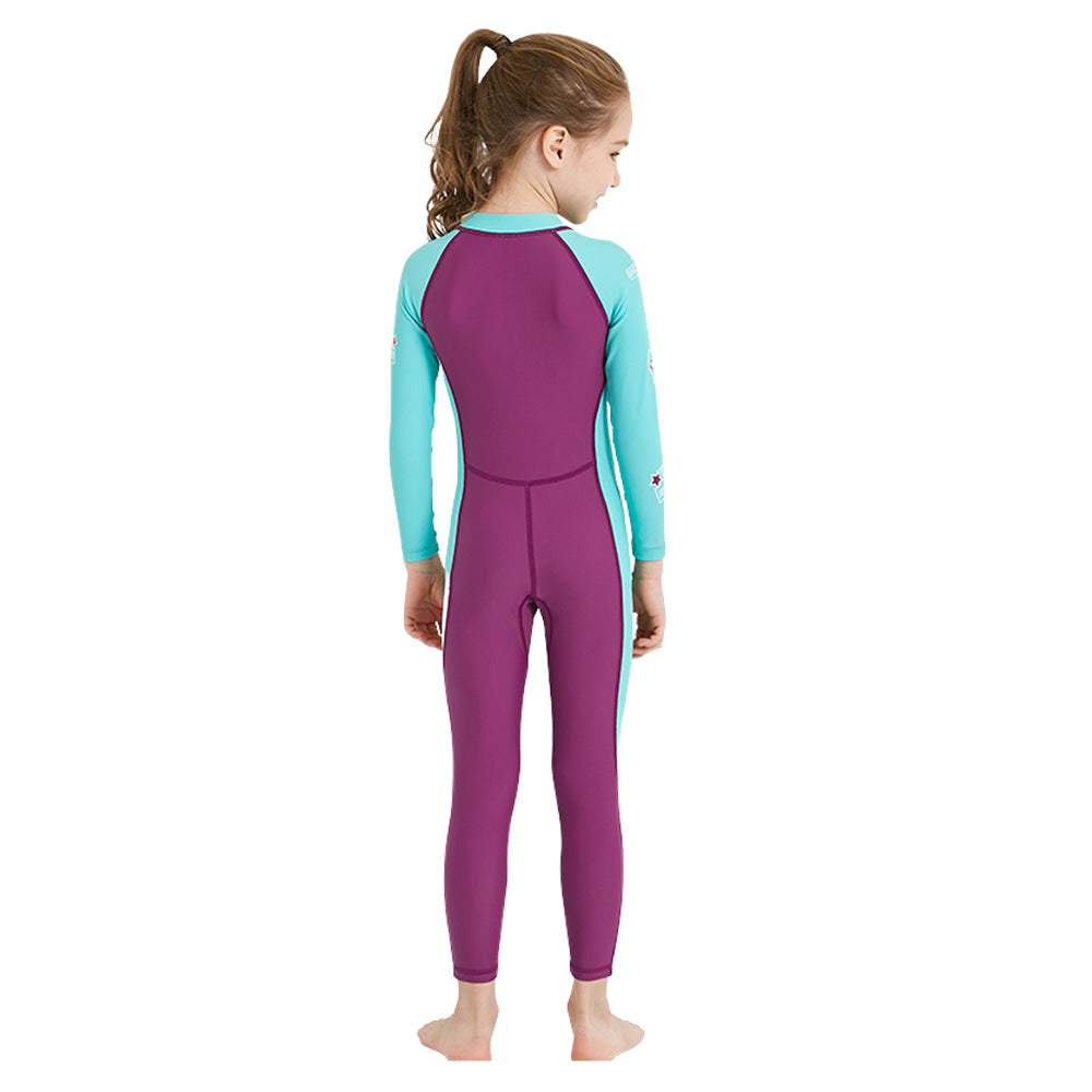 Maroon Mint Quote Sleeves Full Lenth Kids Swimwear With Upf 50+ Feature with Free Washbag