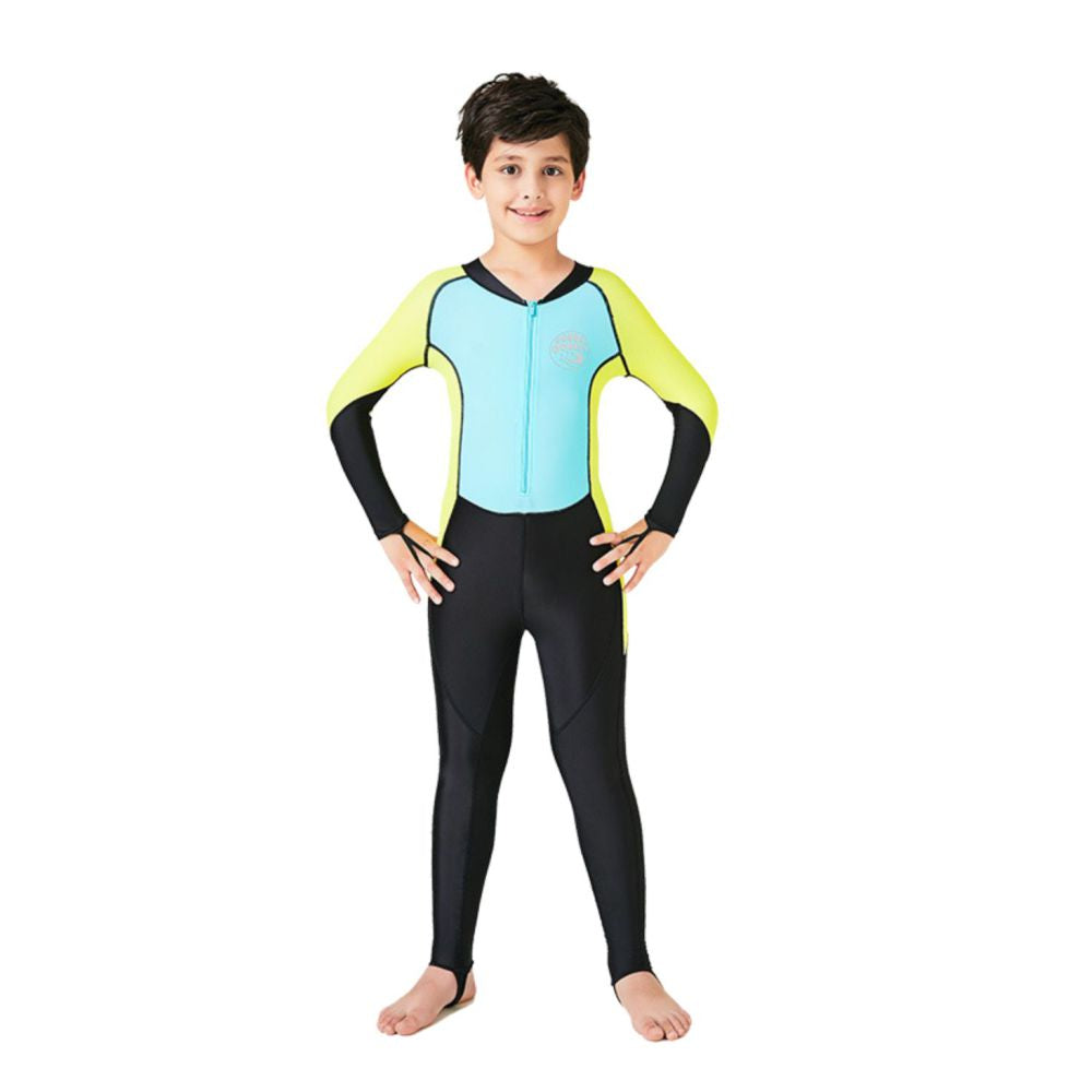 Teal Yellow and Black Full Length Swimwear for Kids and Teens-3-4Y