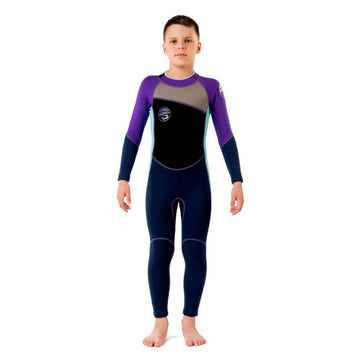 Violet Teal and Black Full Length Scuba Swimsuit 2.5mm Neoprene Swimwear for water adventures for KidsTeens and Adults