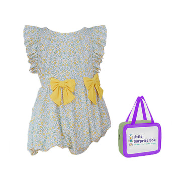 One Piece Little Miss Yellow Bow print Swimwear for Kids & Toddlers with matching Swim Cap&Free Washbag