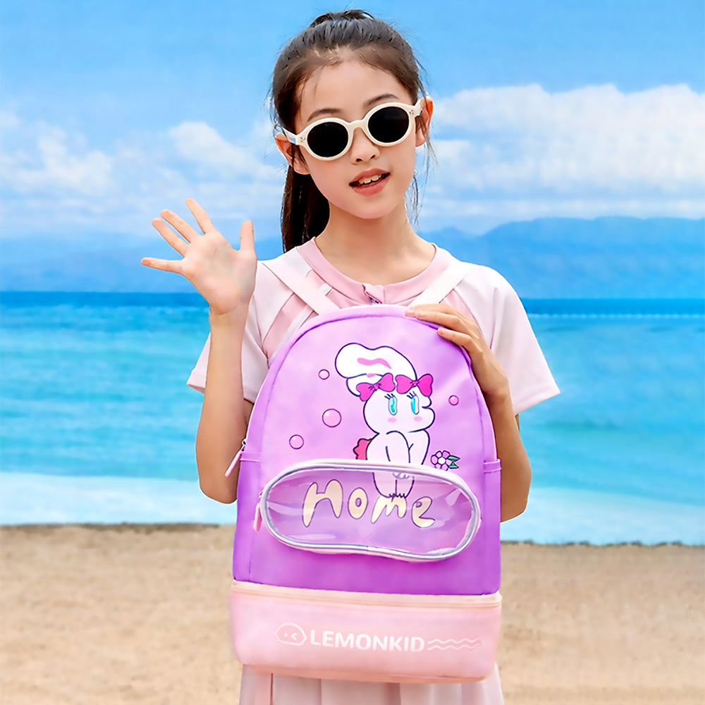 Purple & Pink Bunny Kids Waterproof Swimming Bag/ Beach Bag