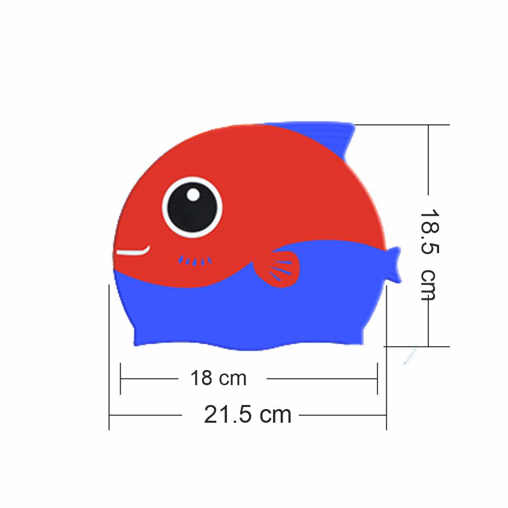 Red Fin Dual Color , Silicone Kids Swim Cap, 5 years -15 years