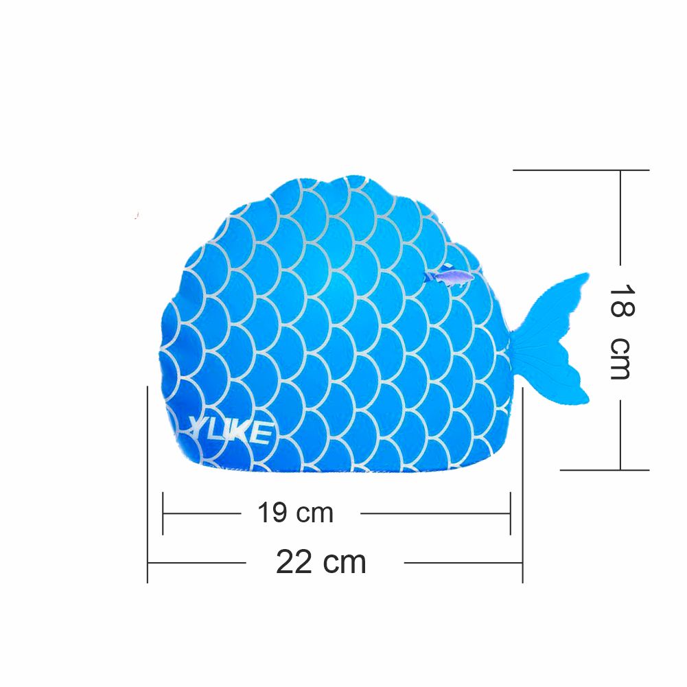 Scales Blue Fishy , Silicone Kids Swim Cap, 5 years -15 years