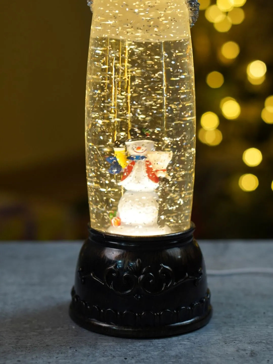 Extra Tall Frost Silver Santa with Musical Glitter Water & Lights, Christmas Home Décor
