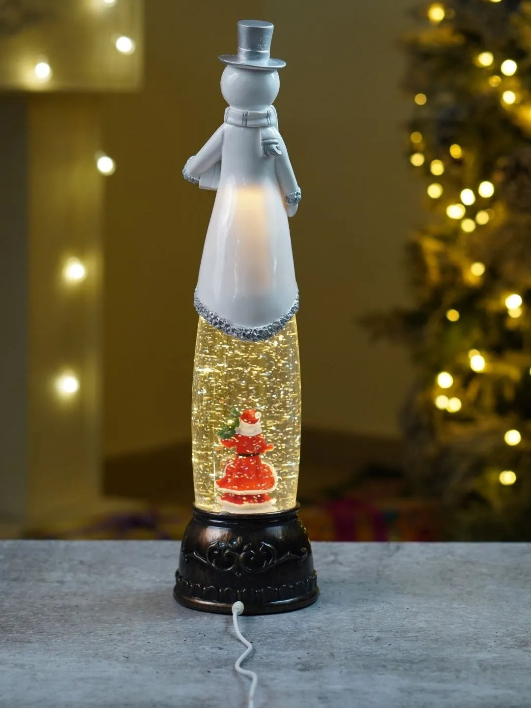 Extra Tall Frost Silver Snowman , with Musical Glitter Water & Lights, Christmas Home Décor