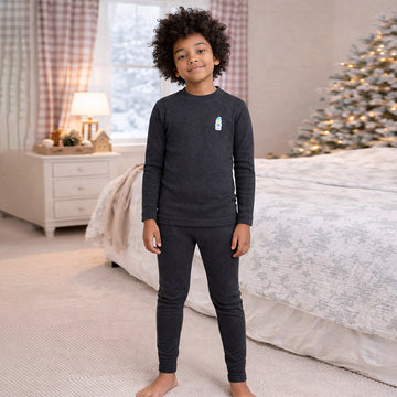 Black Kelly Crew Neck Upper & Lower Body Thermal Winter Warmers