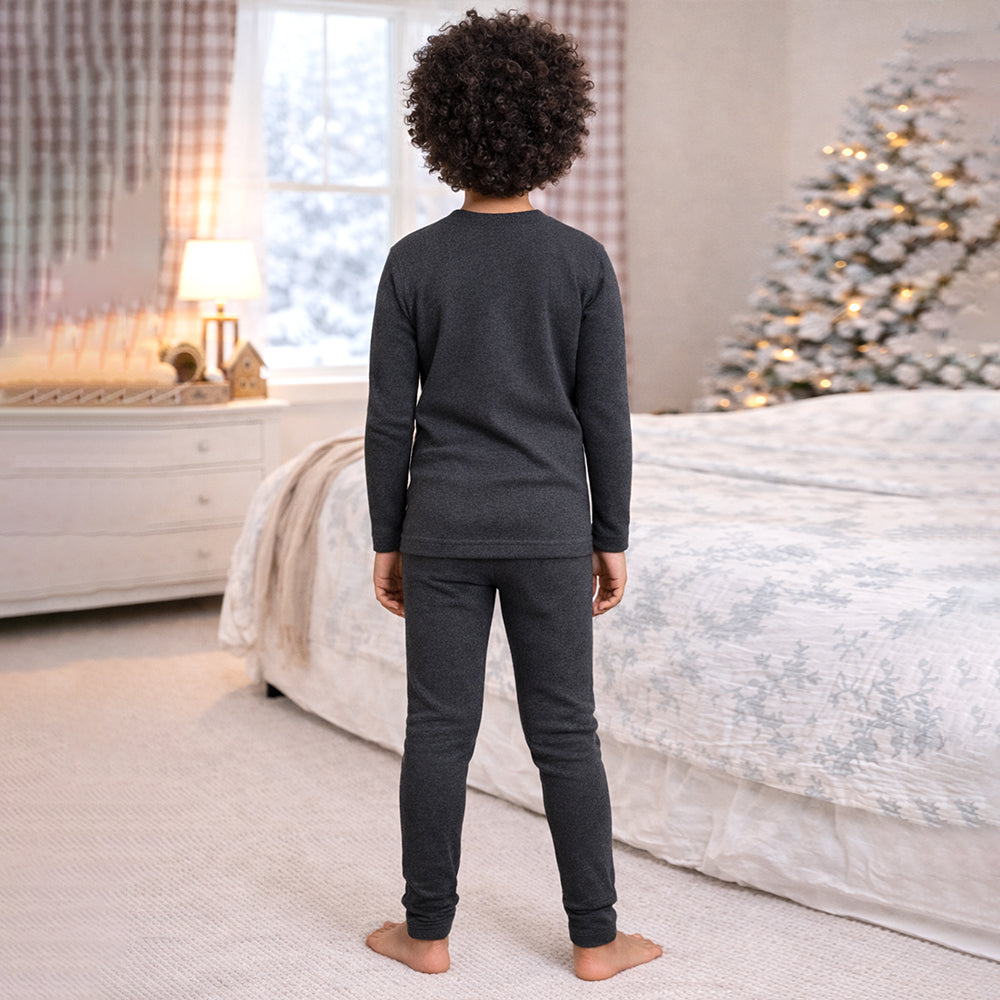Black Kelly Crew Neck Upper & Lower Body Thermal Winter Warmers