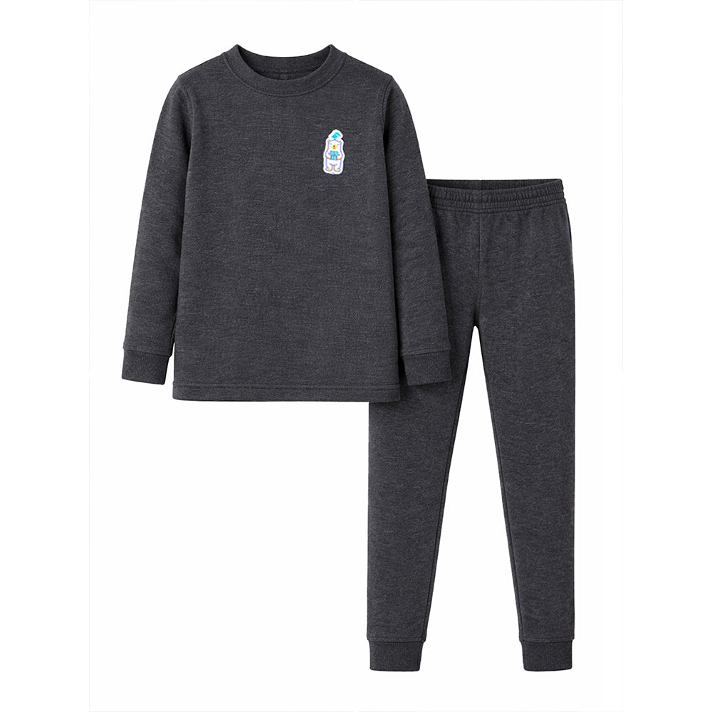 Black Kelly Crew Neck Upper & Lower Body Thermal Winter Warmers