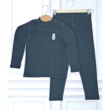 Black Kelly Crew Neck Upper & Lower Body Thermal Winter Warmers