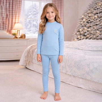 Blue Kelly Crew Neck Upper & Lower Body Thermal Winter Warmers