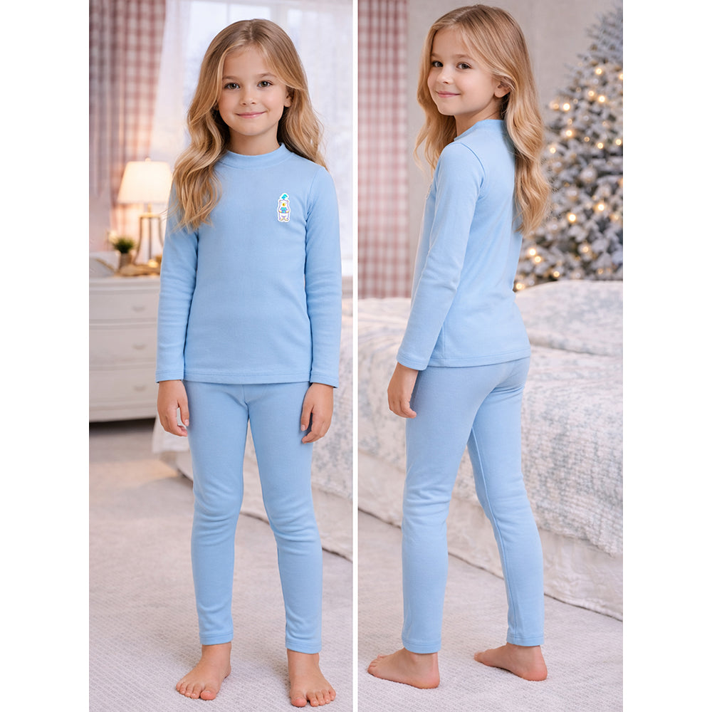 Blue Kelly Crew Neck Upper & Lower Body Thermal Winter Warmers