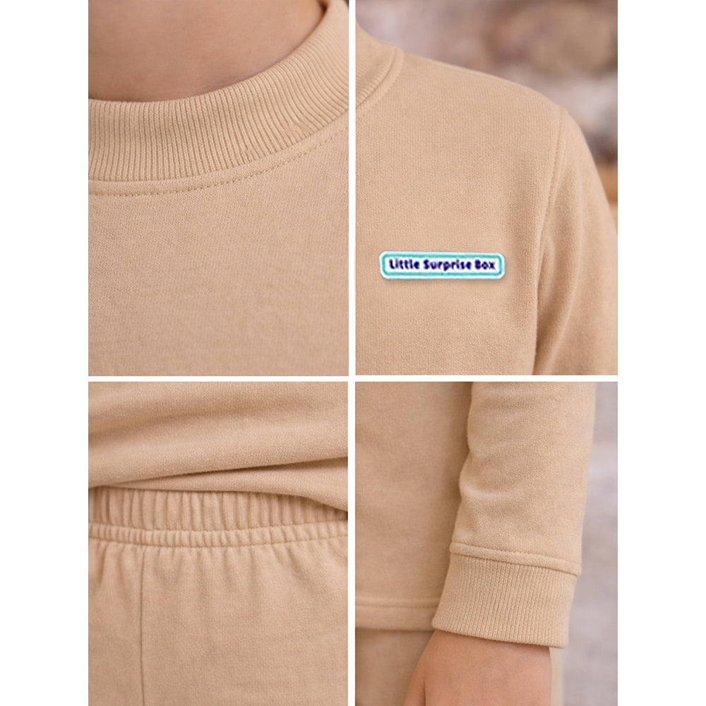Light Brown Round Neck Upper & Lower Body Thermal Winter Warmers